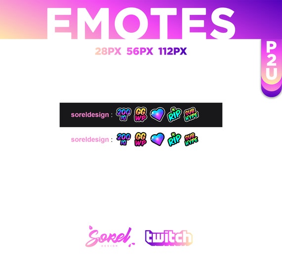 5 Text Emotes 200 IQ Love Ggwp Rip Sub Hype 