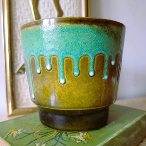 Vintage West German Pottery Planter Marei Model 17 Mid Century Modern Fat Lava Turquoise Plant Pot 1970's Retro