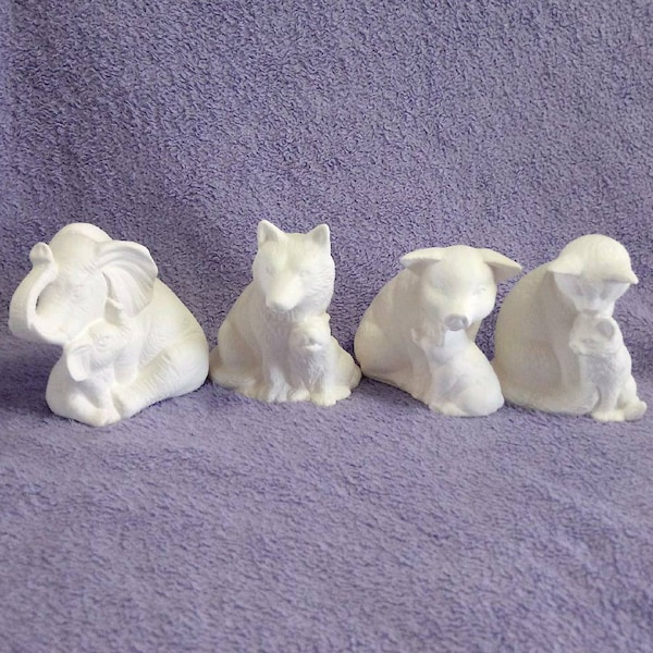 Unpainted Ceramic Nurturing Animals