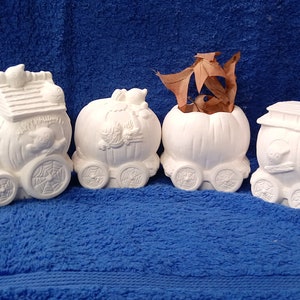 Bisque Ceramic Unpainted 4 piece Halloween train