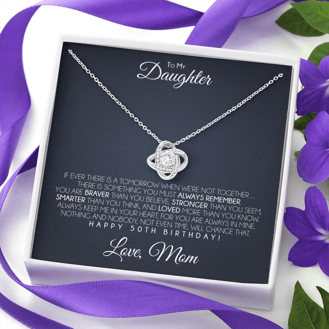 Daughter's 50th Birthday Necklace Gift With Message Card Etsy