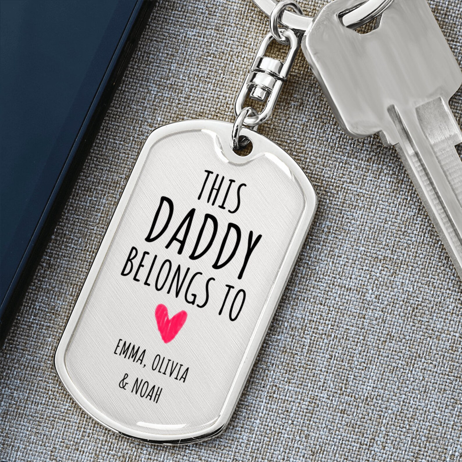 Fathers Day Gift Personalized Dog Tag Keychain for Daddy From Etsy