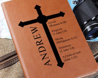 Personalized Christian Journal for Men or Women, Religious Retirement Gift, Graduation Gift Custom Unique Gift for Son Birthday Sympathy Gif