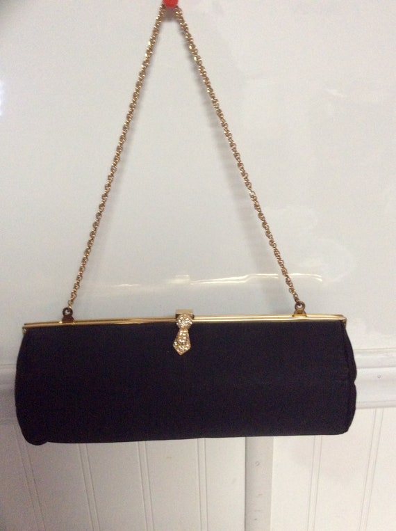 Vintage Mm black satin evening purse