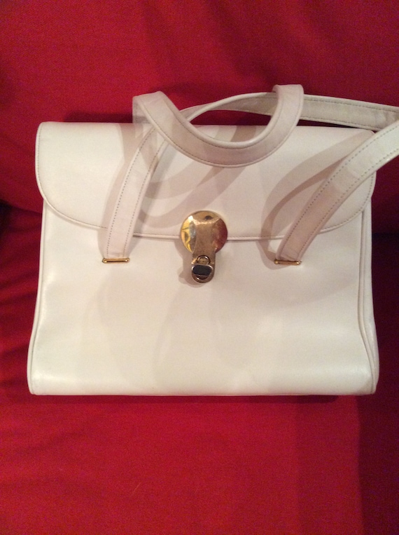 Vintage white leather handbag