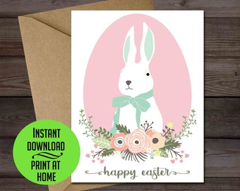 Easter card, printable Easter card, printable postcards, journaling cards, scrapbook cards, digital PDF card, Easter bunny