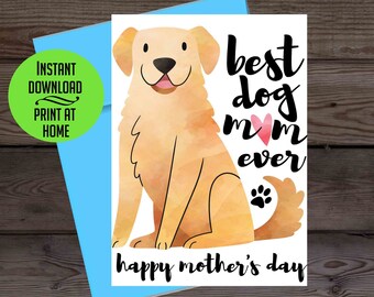 Carte de fête des mères, carte de fête des mères chien, carte imprimable numérique, carte maman chien, meilleure maman chien