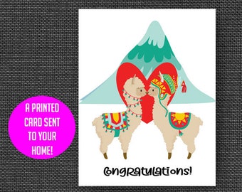 Wedding Day Card for Couple Wedding Card Animal Llama Wedding Card for Bride and Groom Personalized Wedding Card Congratulations