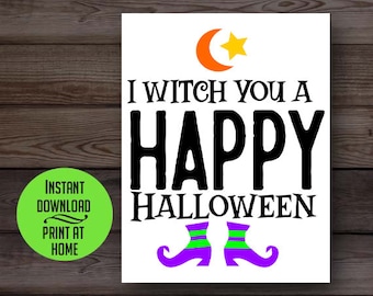 Halloween card, cute Halloween, for kids, Witch card, digital printable card, instant download