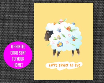 Watercolor Easter card, funny Easter card, Easter sheep, Easter ewe, punny Easter card, Easter pun, for friends, for family