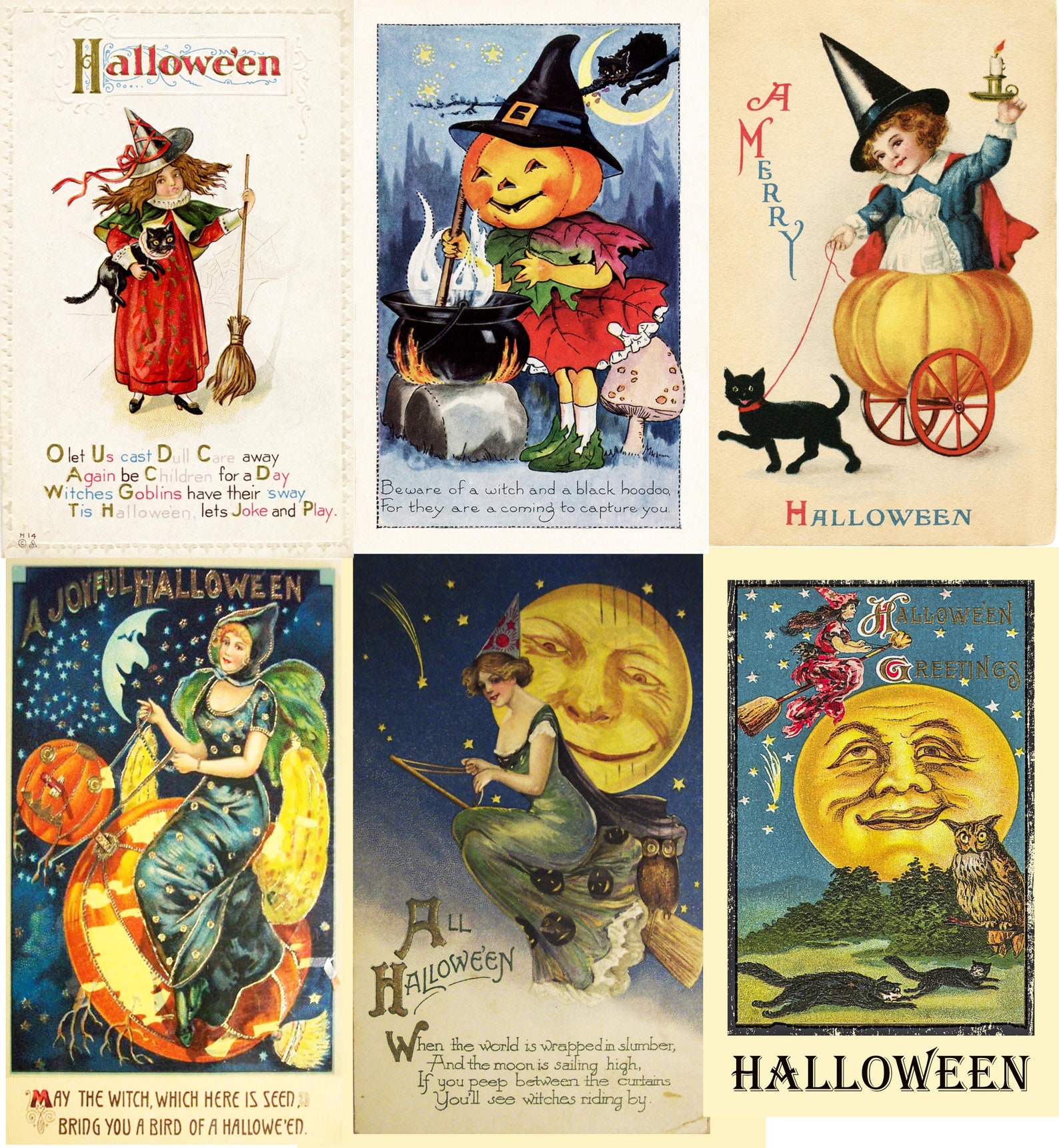 Vintage Halloween Ephemera Printable Halloween Collage Sheet - Etsy