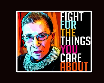 RBG waterproof glossy die cut sticker, Ruth Bader Ginsburg sticker, feminist, women's rights