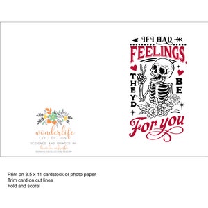 Skeleton sarcastic Valentines Day card, love card, funny anniversary card, husband, wife, boyfriend, girlfriend image 2