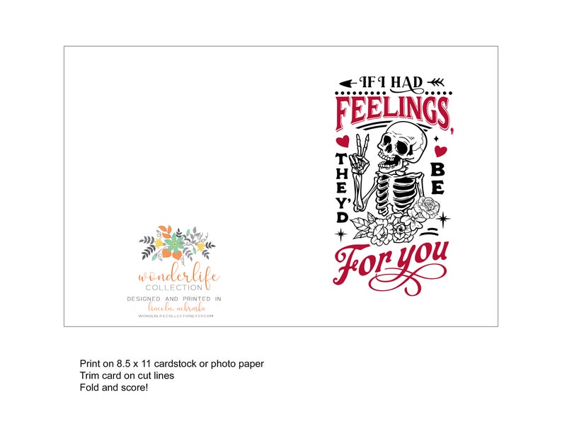 Skeleton sarcastic Valentines Day card, love card, funny anniversary card, husband, wife, boyfriend, girlfriend image 2