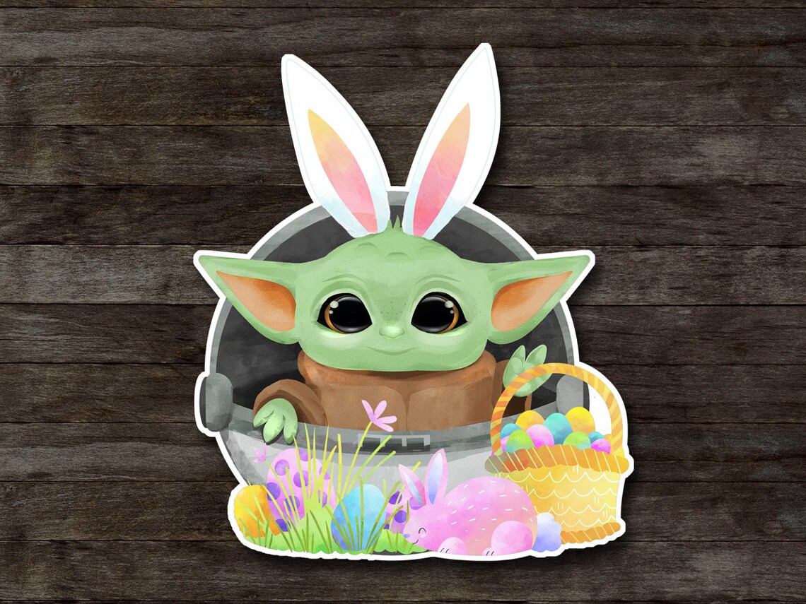 Baby Yoda Easter Die Cut Sticker Grogu Easter Sticker Cute - Etsy