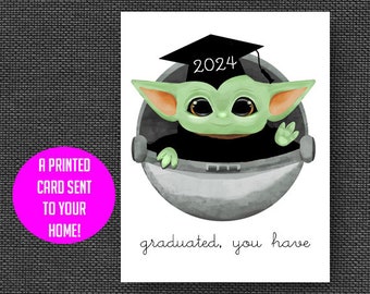 Grogu graduation card, class of 2024, Baby Yoda grad card, Star Wars graduation, Mandalorian card, College, High School, 8th grade