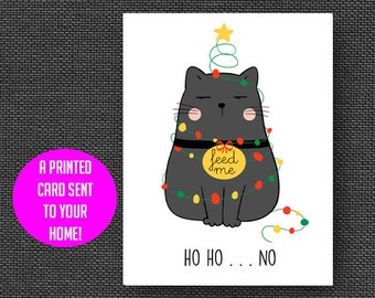 Funny Christmas card, cat Christmas card, sarcastic cat, grumpy cat, merry Christmas, funny holiday card