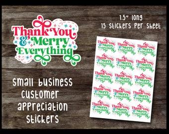 Holiday thank you stickers, packaging stickers, customer appreciation, small business packing stickers, holiday shopping stickers