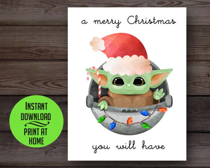 Baby Yoda Christmas card funny holiday card printable Etsy