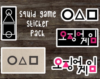 Squid Game waterproof sticker pack, Squid Game die cut stickers, Korean drama series, water bottle stickers, laptop stickers