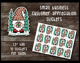 Holiday gnome thank you stickers, packaging stickers, customer appreciation, small business packing stickers, Christmas shopping stickers