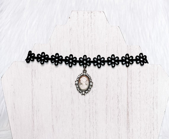 black flower choker