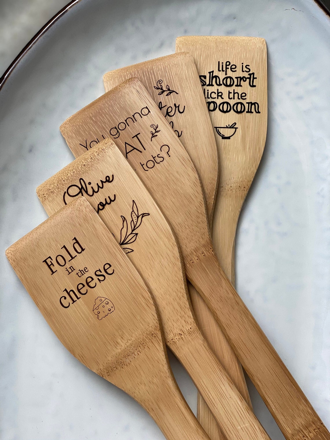 Engraved Bamboo Flat Spatulas Movie Quotes Personalized Etsy