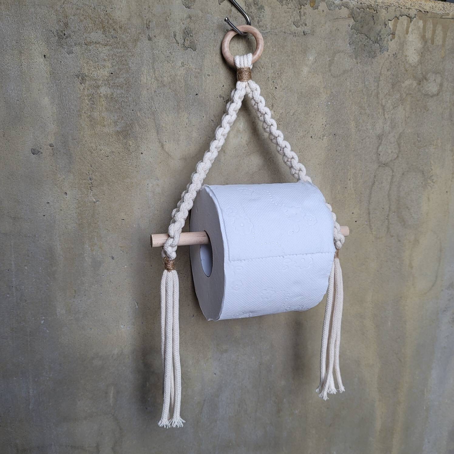 Macrame Toilet Paper Roll Tissue Holder Hanger Hanging Bathroom Wall