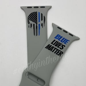 Blue Lives Matter Silicone Apple Watch Band, Support Law Enforcement, First Responders, Gift for Him, Gift for Her