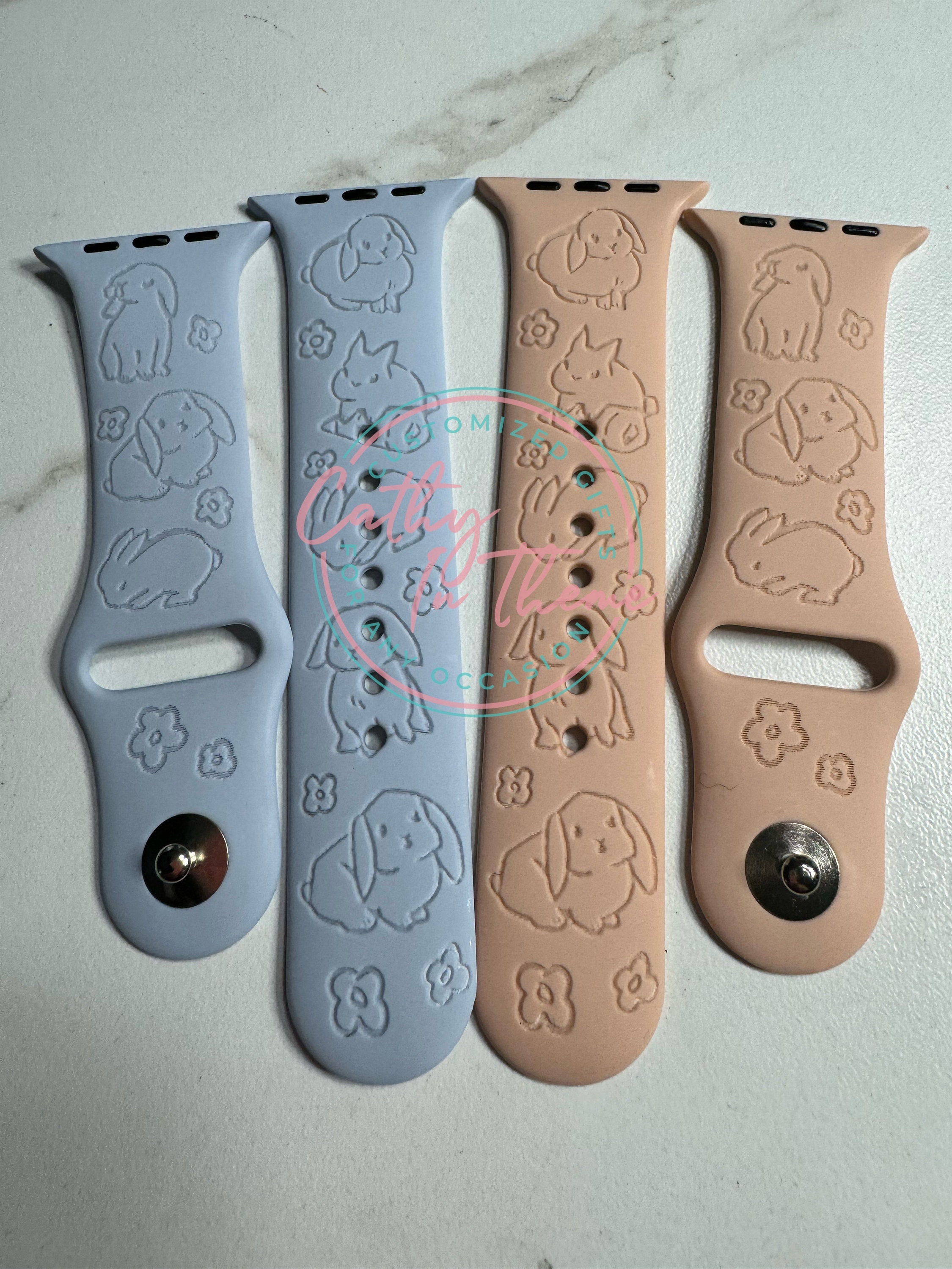 Cute Rabbit/bunny Design Silicone Laser Engraved Watch Band Cute Rabbit/bunny Design Silicone Laser Engraved Watch Band