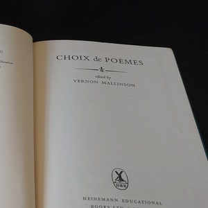 Choix de Poemes, Vernon Mallinson, 1966 reprint, Good to Very Good condition, in French