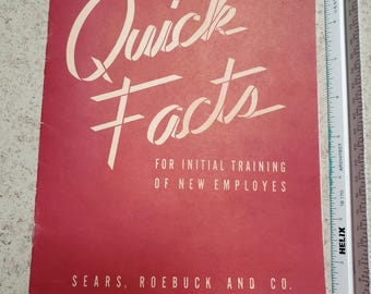 1940 Sears Roebuck Quick Facts Booklet For Initial Training Of New Employees