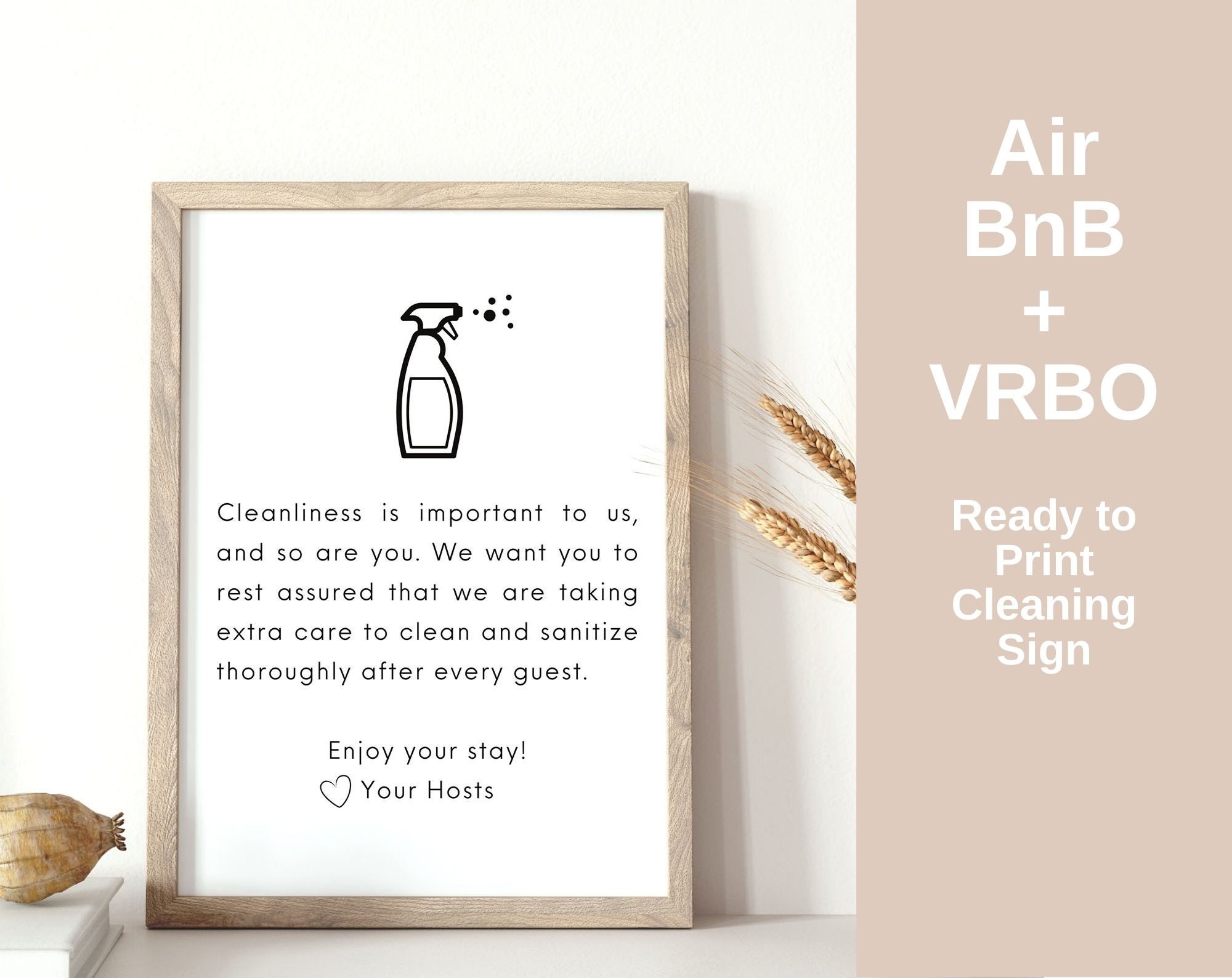 Clean Sanitized Sign - Etsy