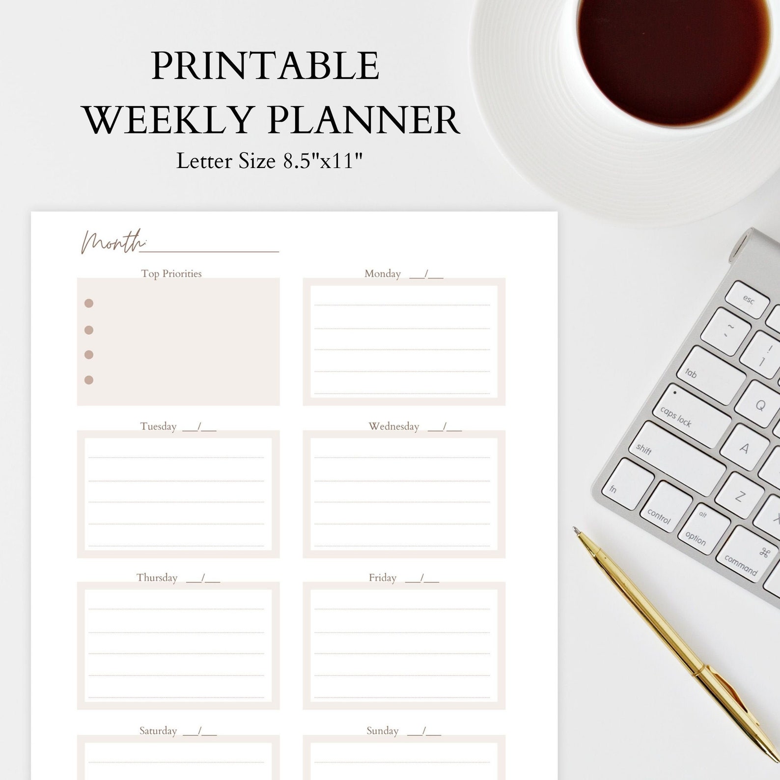 Printable Weekly Planner Aesthetic Weekly Planner Printable Etsy 