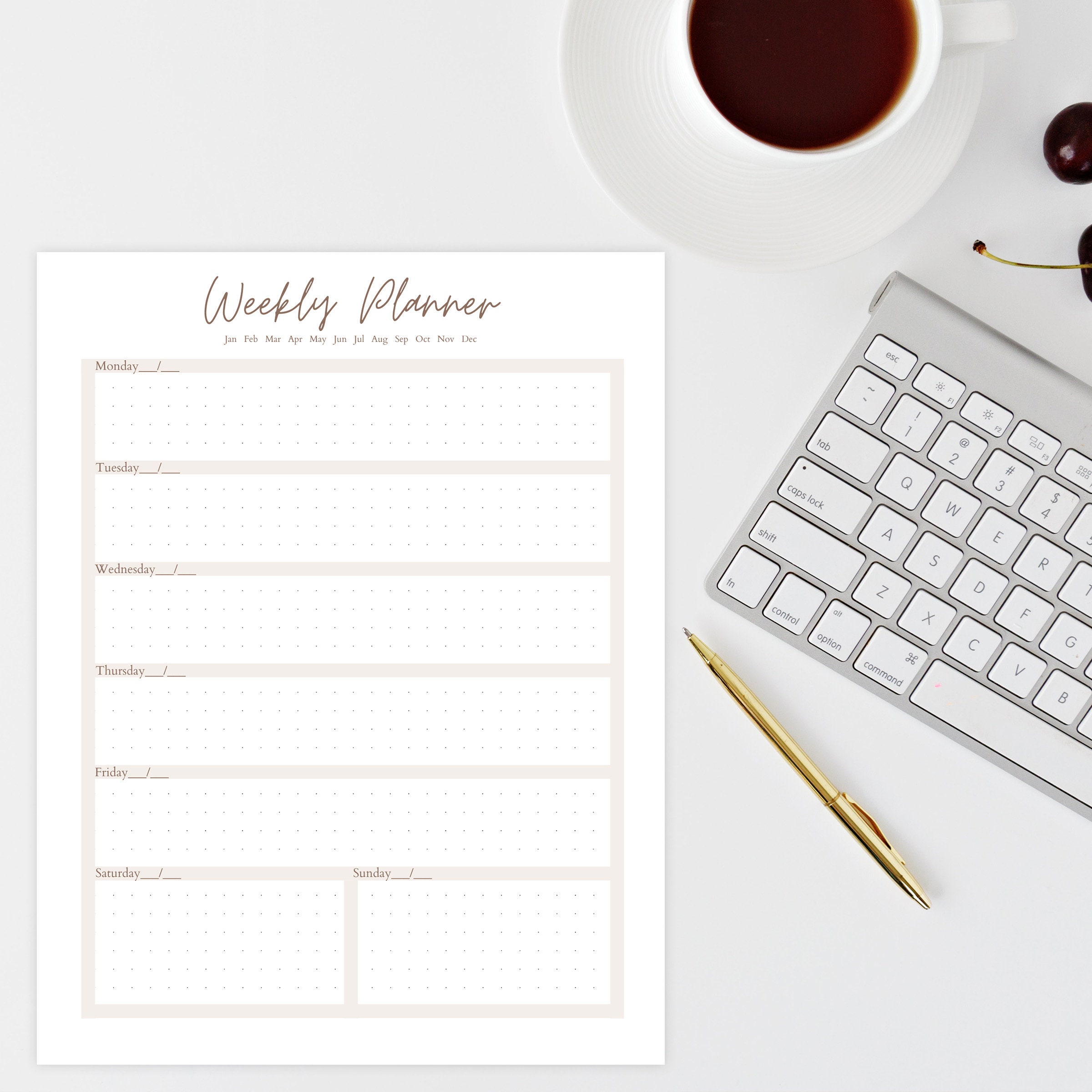 weekly planner printable 7 day planner neutral aesthetic to etsy