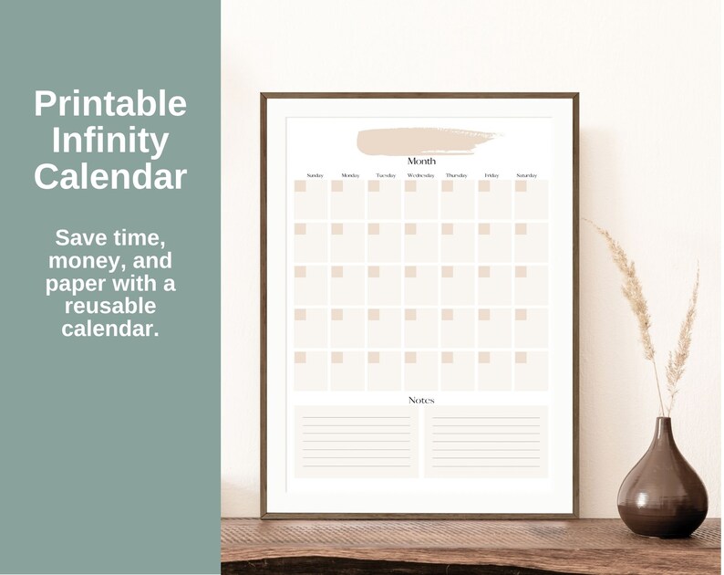 Printable Infinity Calendar Forever Calendar Reusable Etsy