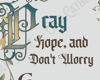 Saint Padre Pio Quote Print, Vintage Floral Religious Art (Digital Download)