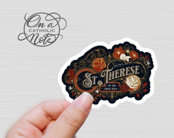 Vintage Saint Therese Vinyl Decal: Catholic Patron Saint Sticker