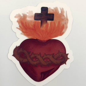 Sacred Heart of Jesus Waterproof Sticker - Free Shipping - Packs of 1, 3, & 5 - USA-Made Vinyl Decal -