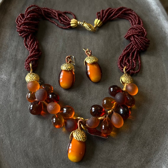 Authentic Murano AmberColor Honey Glass Bead Set … - image 1