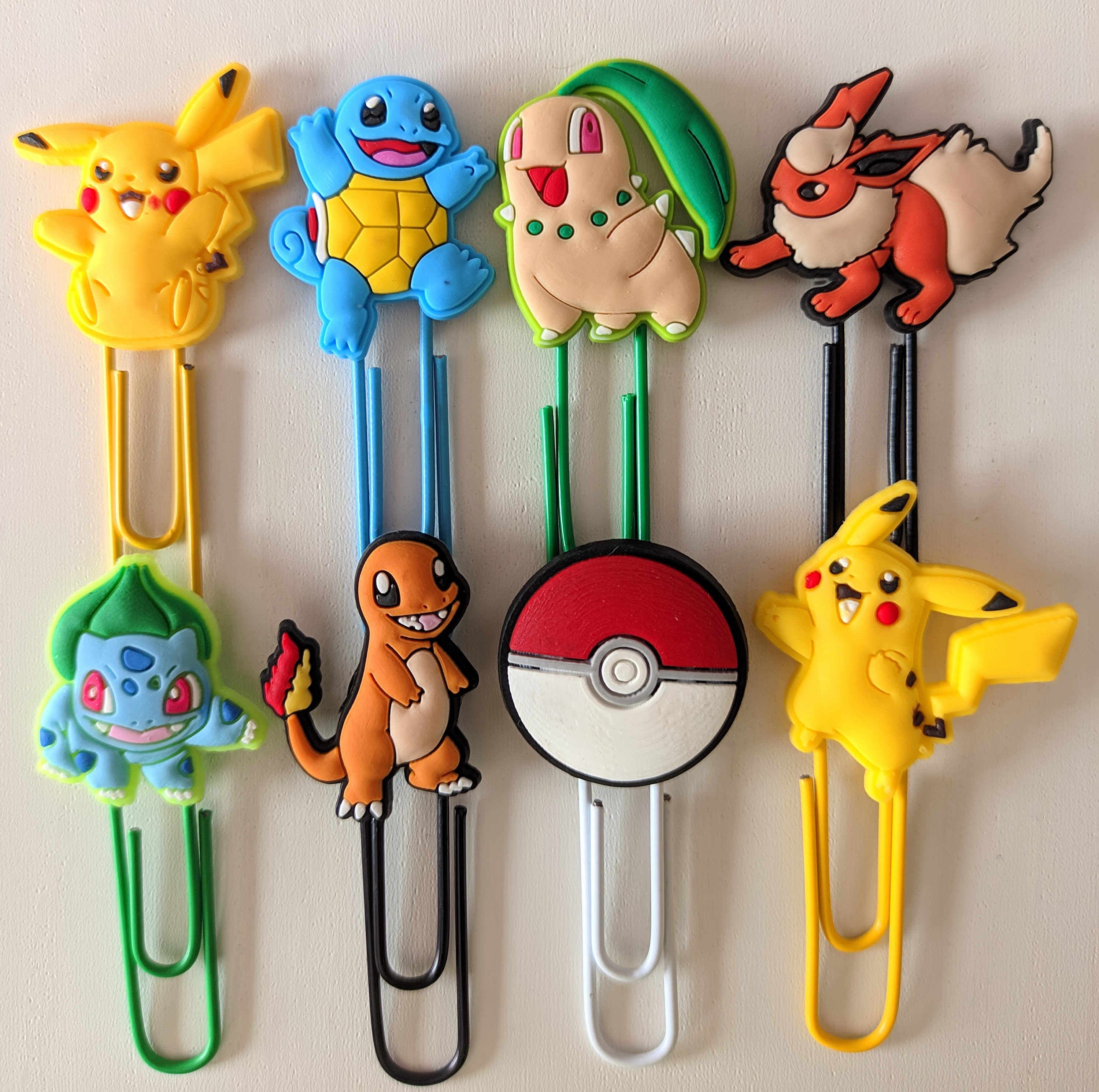 Pokemon Bookmark Paperclips X8 Pikachu Bulbasaur Charmander