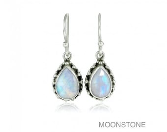 Moonstone Earrings, Turquoise, Teardrop Earrings, Gemstone Earrings, Delicate Earrings, Boho Chic Jewelry, Ibiza Jewelry