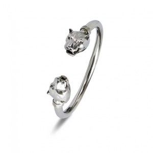 Silver Panther Bracelet, Panther Head Bracelet, Silver Bracelet, Leopard Bracelet, Silver Jewelry, Jaguar Bracelet, Silver Lion Tiger Bracelet