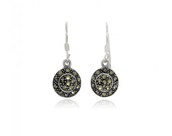 Vintage 925 Sterling Silver Marcasite Earrings, Antique Style Earrings, Art Deco Jewelry, Vintage Jewelry, Party Earrings, Gift for Girls and Women