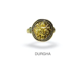 Anillo Sello Dorado, Anillo Ganesh, Anillo Moneda Dorado, Anillo Pequeño hombre, Joyería Vintage, Joyería Etnica, Anillo Antiguo India, Boho
