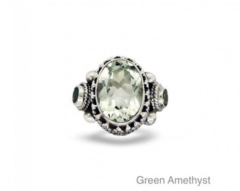 Amethyst-Grüntopas-Mystic-Rubin-Ring in Silber, Edelsteinring, Geschenkring für Damen mit Edelsteinen und Silber, Silberschmuck mit Edelsteinen