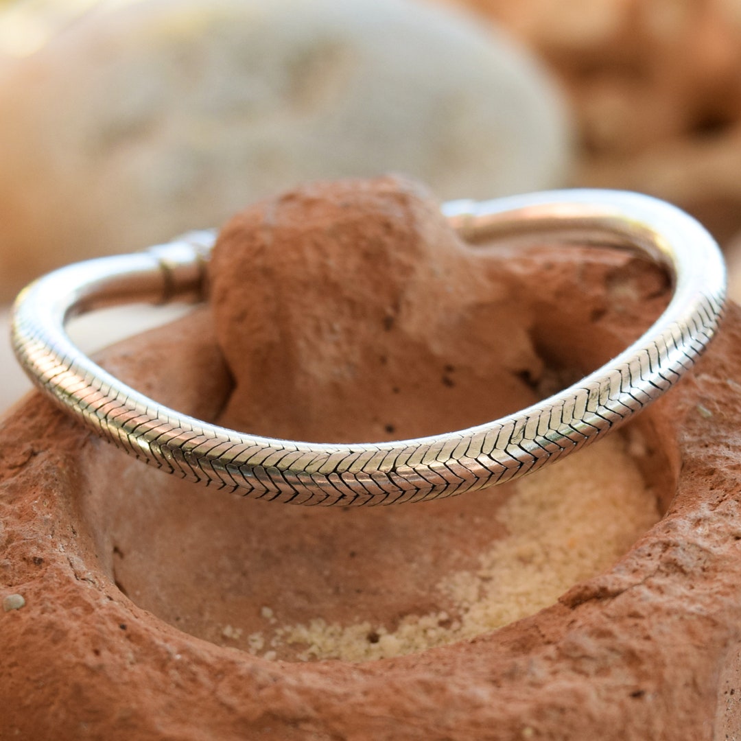 Silver Bracelet for Men and Women, Articulated Silver Bracelet, Snake ...