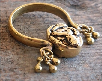 Ganesh Ring, Rotating Ring, Lotus Flower Ring, Yoga Jewelry, Meditation, Golden Ring, Mystic Ring, Good Luck Ring, Ganesh