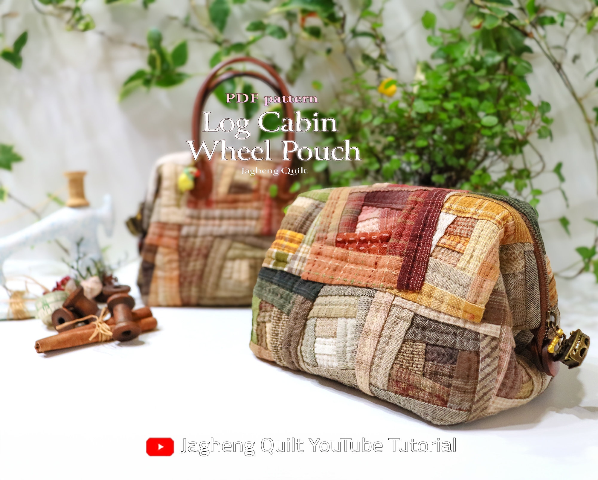 Log Cabin Quilt Wheel Pouch PDF Pattern WITHOUT Written Instructions See the Video Tutorial on Youtube Etsy Ireland