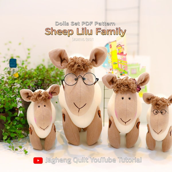 PDF Sheep Lilu Family Dolls Pattern & Tutorial(Video in Youtube)